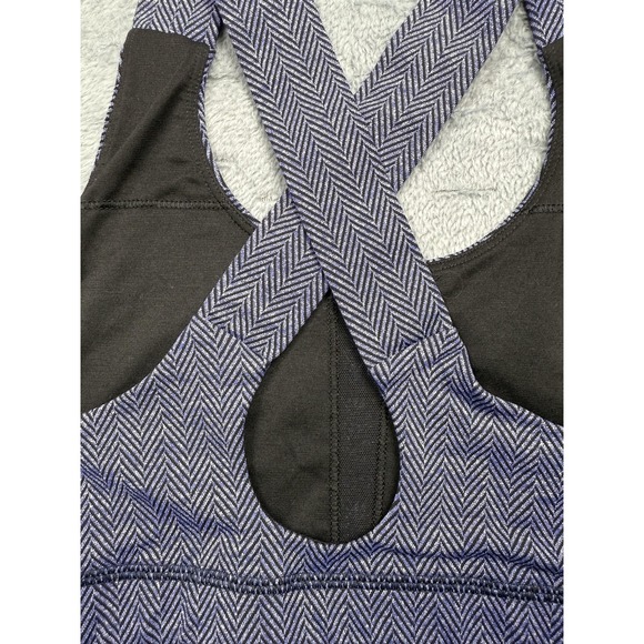 Lululemon Sports Bra Womens Size 10 Blue Herringbone Crossback Athletic Yoga - Picture 6 of 12